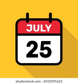 Calendar 25 July Vector illustration background design.