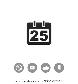 Calendar with 25 vector black simple icon
