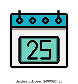 Kalender 25. Datum Farbe linear Symbol. Symbole für Zeit, Ereignisse, Termine und Geschäftszeiten. Geeignet für Websites, UI, Schnittstellen und mobile Anwendungen.