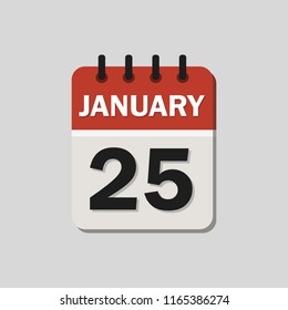 The calendar. The 25th of January. Vector illustration. Flat design for business financial marketing banking web concept cartoon illustration.