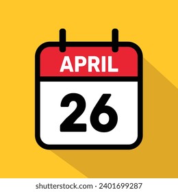 Calendar 26 April Vector illustration background design.