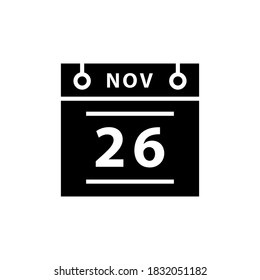 calendar 26 november icon for your design