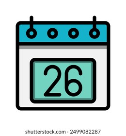 Kalender 26. Datum Farbe linear Symbol. Symbole für Zeit, Ereignisse, Termine und Geschäftszeiten. Geeignet für Websites, UI, Schnittstellen und mobile Anwendungen.