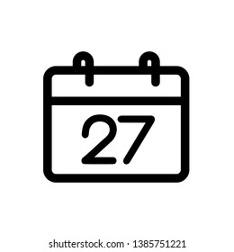 Calendar 27 icon, vector illustration. Flat design style. vector calendar 27 icon illustration isolated on white background, calendar 27 icon Eps10. calendar 27 icons graphic design vector symbols.