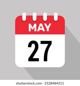 calendar 27 may icon vector graphic design illustration background.