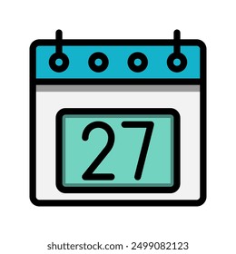 Icono lineal del color de la fecha 27. Iconos de hora, evento, horario y símbolos comerciales. Adecuado para Sitios web, interfaz de usuario, interfaces y aplicaciones móviles.