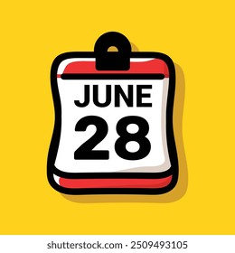 Calendário 28 junho Ícone vetor ilustração projeto de fundo.