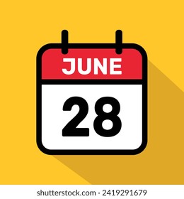 Kalender 28. Juni Vektorgrafik Hintergrund Design.