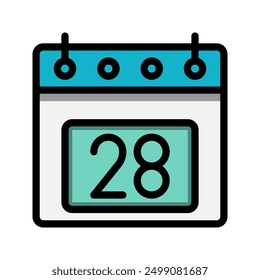 Calendar 28st date color linear icon. time, event, schedule and business symbols icons. Suitable for websites, UI, interfaces and mobile applications.