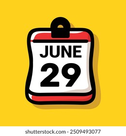 Calendar 29 June Vector icon illustration background design.