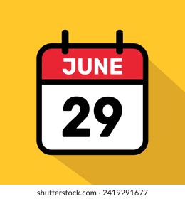 Calendario 29 de junio Diseño de fondo de ilustración vectorial.