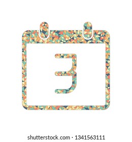 calendar with 3 day, simple icon. Colored mosaic with polygons