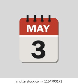 
The calendar. 3 May. Vector illustration. Flat design for business financial marketing banking web concept cartoon illustration.