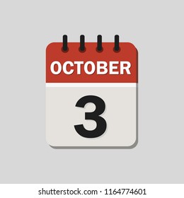 
The calendar. 3 October. Vector illustration. Flat design for business financial marketing banking web concept cartoon illustration.