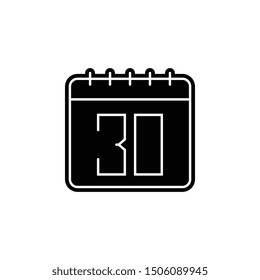 Calendar, 30 icon. Simple glyph, flat vector of calendar icons for ui and ux, website or mobile application