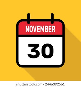 Calendar 30 November Vector illustration background design.