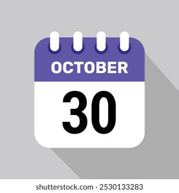 calendário 30 outubro ícone vetor página ilustração fundo design papel.