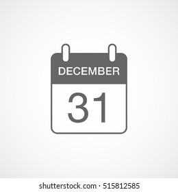Calendar 31 December Flat Icon On White Background