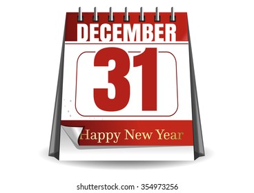 Calendar. 31 December. Happy New Year. Vector illustration.