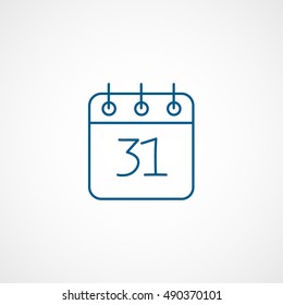 Calendar 31 Halloween Concept Blue Line Icon On White Background