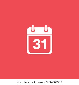 Calendar 31 Halloween Concept Flat Icon On Red Background