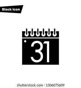 Calendar of 31 icon.December 31 vector sign.New Year's Eve contour symbol.