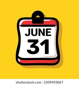 Calendar 31 June Vector icon illustration background design.