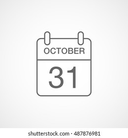 Calendar 31 October Halloween Concept Line Icon On White Background