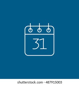 Calendar 31 October Halloween Concept Line Icon On Blue Background