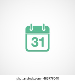 Calendar 31 October Halloween Concept Green Flat Icon On White Background