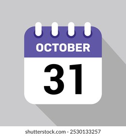 calendar 31 october icon vector page illustration background design paper.