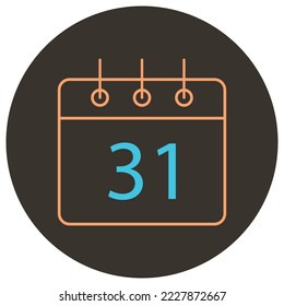 Calendario 31.ᵉʳ icono de dos colores sobre fondo redondo