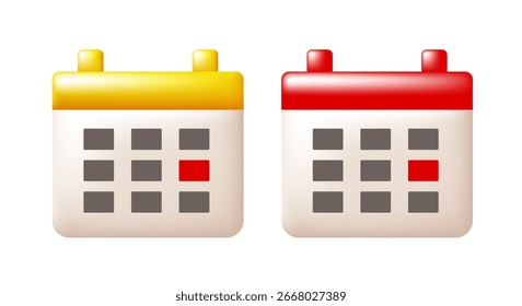 Icono de Calendario 3D. Clipart de Vector aislado sobre fondo blanco.
