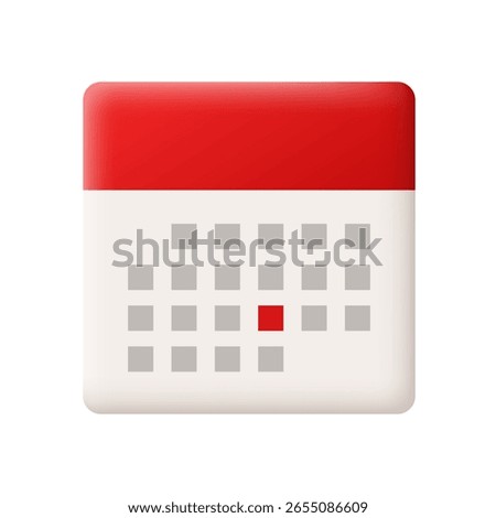 Calendar 3d icon. Vector clipart isolated on white background.