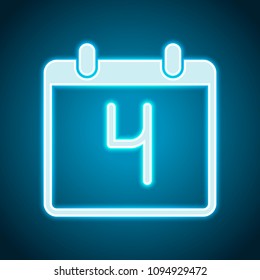 calendar with 4 day, simple icon. Neon style. Light decoration icon. Bright electric symbol