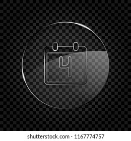 calendar with 4 day, simple icon. Icon in circle glass bubble on dark transparent grid. Glass style