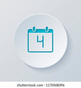calendar with 4 day, simple icon. Cut circle with gray and blue layers. Paper style