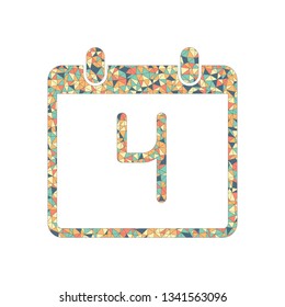 calendar with 4 day, simple icon. Colored mosaic with polygons