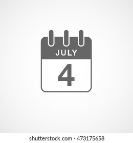 Calendar 4 July Flat Icon On White Background