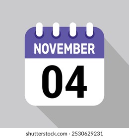 calendário 4 novembro ícone vetor data fundo. Símbolo de agenda de vetor.