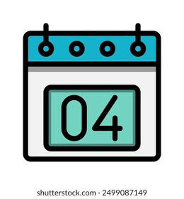 Icono lineal de color de fecha de calendario 4. Iconos de hora, evento, horario y símbolos comerciales. Adecuado para Sitios web, interfaz de usuario, interfaces y aplicaciones móviles.