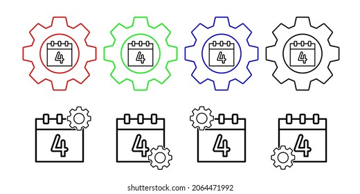 Calendar 4th july vector icon in gear set illustration for ui and ux, website or mobile application
