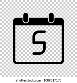 calendar with 5 day, simple icon. On transparent background.
