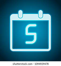 calendar with 5 day, simple icon. Neon style. Light decoration icon. Bright electric symbol