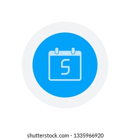 calendar with 5 day, simple icon. Icon in colored circle with gray bold border. Web button, modern flat design