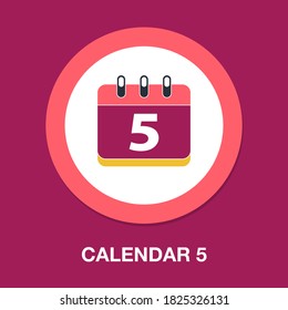 calendar 5 flat icon - simple, vector, icon for website design, mobile app, ui. Vector Illustration