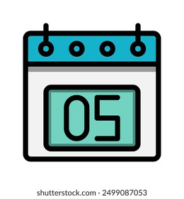 Kalender 5. Datum Farbe lineares Symbol. Symbole für Zeit, Ereignisse, Termine und Geschäftszeiten. Geeignet für Websites, UI, Schnittstellen und mobile Anwendungen.
