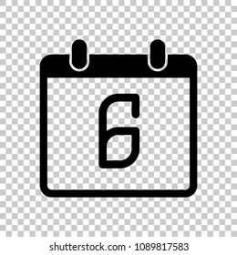 calendar with 6 day, simple icon. On transparent background.