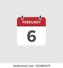 calendar 6 february icons stock vector 