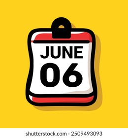 Calendar 6 June Vector icon illustration background design.